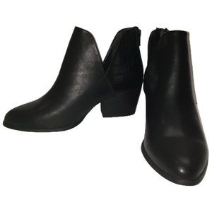 SO Faux Leather Black Ankle Boots/ booties